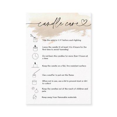 Candle Care Instructions Card Add Your Logo Simple