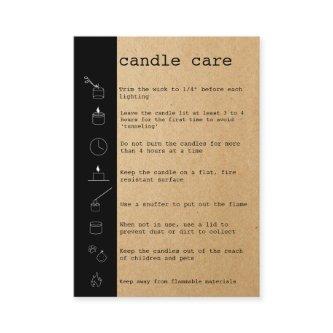 Candle Care Instructions Card Add Your Logo Simple