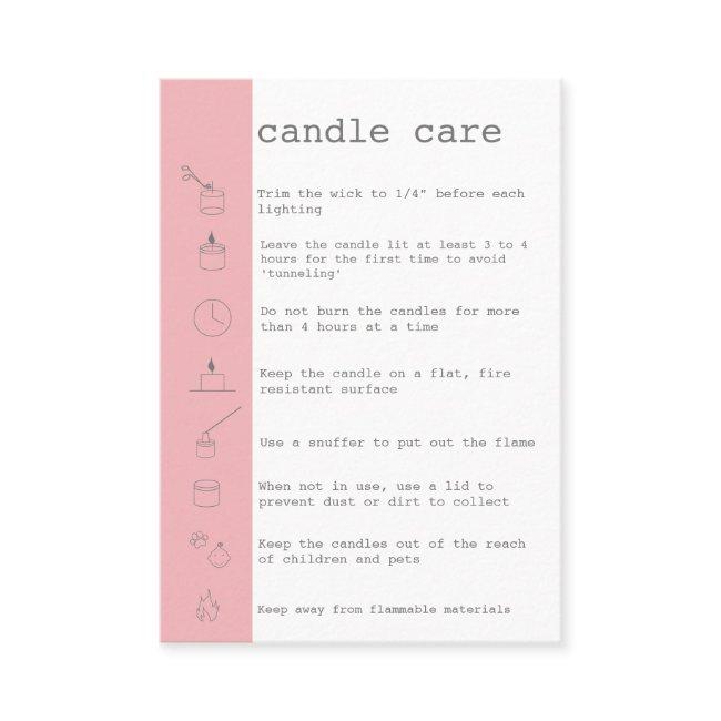 Candle Care Instructions Card Add Your Logo Simple