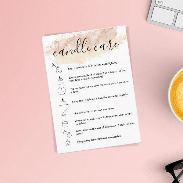 Candle Care Instructions Card Add Your Logo Simple