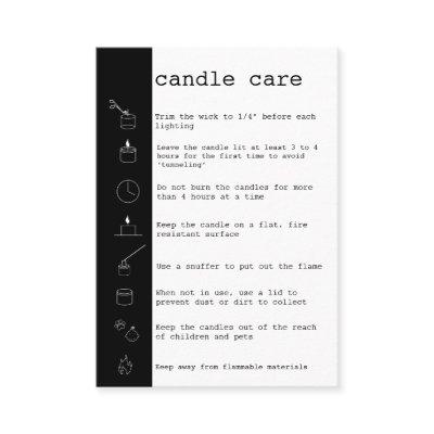 Candle Care Instructions Card Add Your Logo Simple
