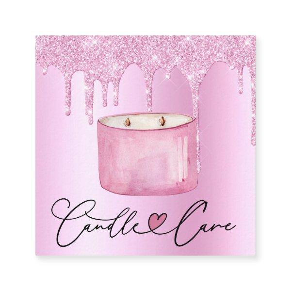 Candle Care Instructions Customer Thank You Pastel Square