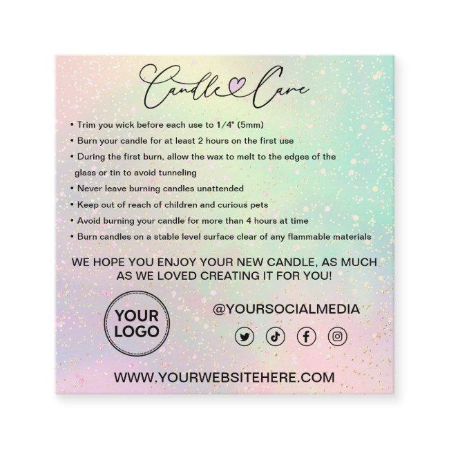 Candle Care Instructions Customer Thank You Pastel Square