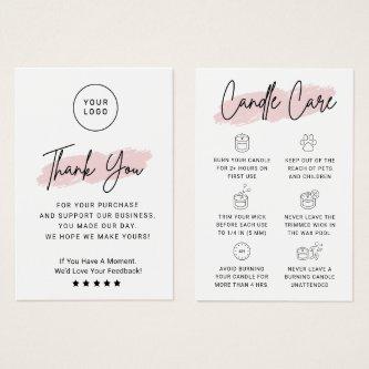 Candle Care Instructions Thank You Card