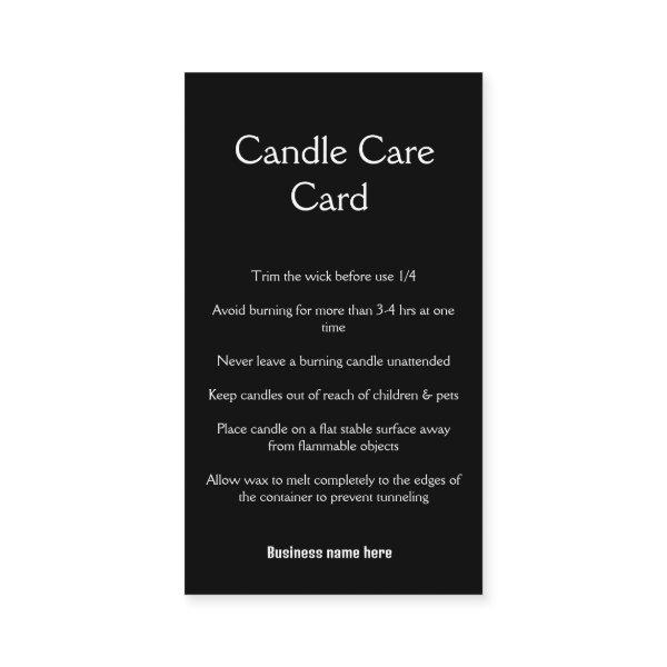 Candle care instructions wax melt add q r code bus enclosure card