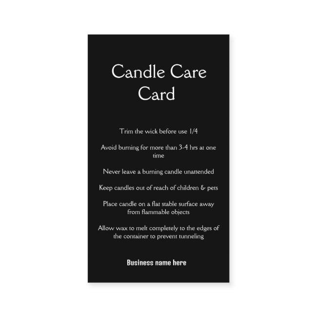 Candle care instructions wax melt add q r code bus enclosure card