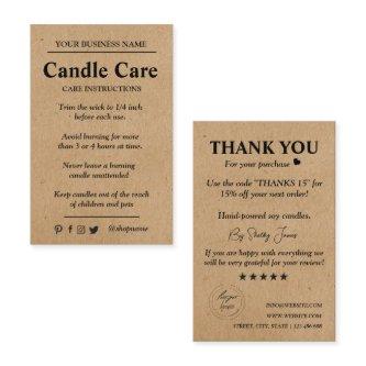Candle Care Kraft Paper | Custom Logo Thank You