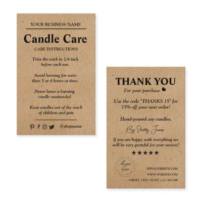 Candle Care Kraft Paper | Custom Logo Thank You