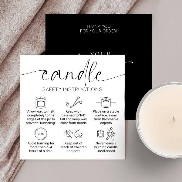 Candle Care Thank You Card Elegant Script Black
