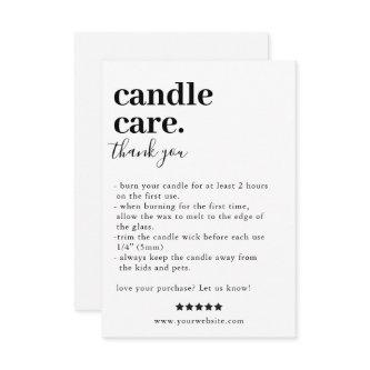 Candle Care Thank you Packaging Card