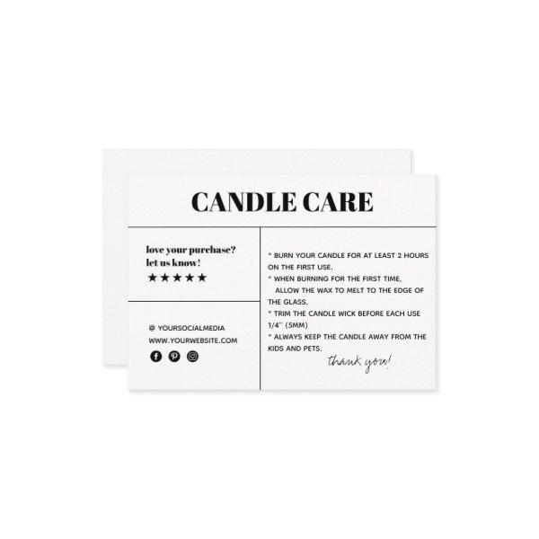 Candle Care Thank You Packaging Card