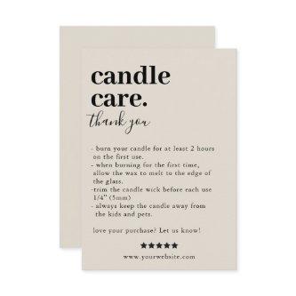 Candle Care Thank you Packaging Card