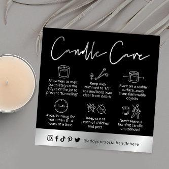 Candle Safety Guide Black & Silver Script Logo Square
