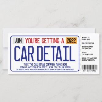 Car Detail License Plate Gift Certificate