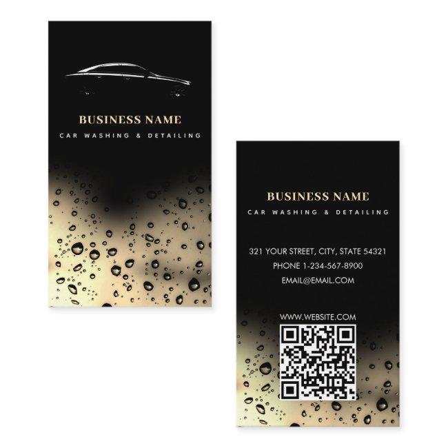 Car Wash Automotive Cleaning QR Code Black Gold