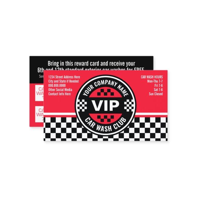 Car Wash Club - Racing Checkered Flag Rewards Discount Card