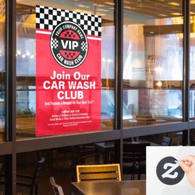 Car Wash Club - Racing Checkered Flag Rewards Window Cling