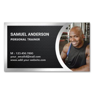 Carbon Fiber Silver Fitness Personal Trainer Photo  Magnet