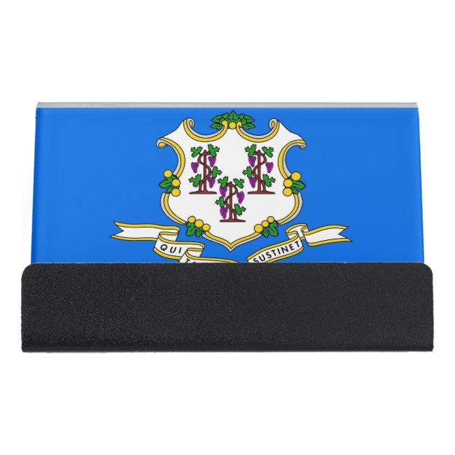 Card Holder with flag of Connecticut State, USA