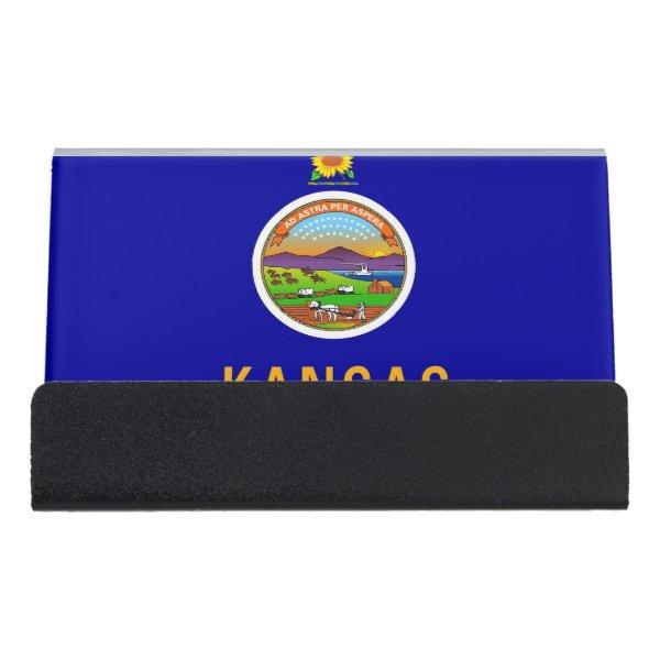 Card Holder with flag of Kansas State, USA
