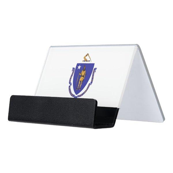 Card Holder with flag of Massachusetts State, USA