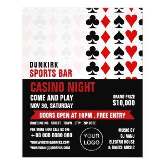 Card Suits, Casino Night, Gaming Industry Flyer