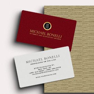 Cardinal Red Leather Corporate Round Gold Logo
