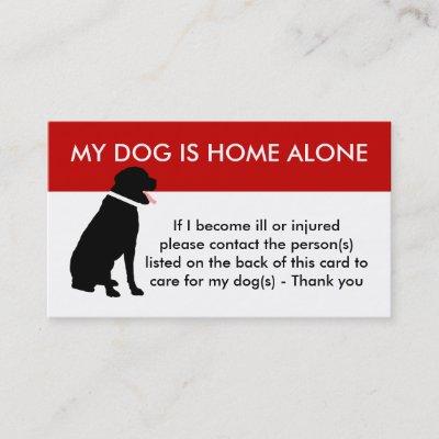 Care For My Dog Emergency Information Calling Card