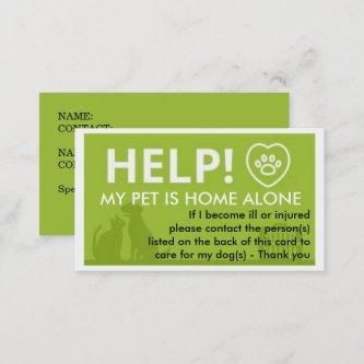 Care For My Pet  Emergency Information Calling Card
