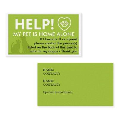 Care For My Pet  Emergency Information Calling Card