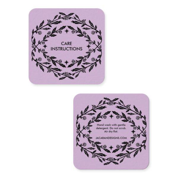 CARE INSTRUCTIONS Chic Elegant Rose Frame Floral Square