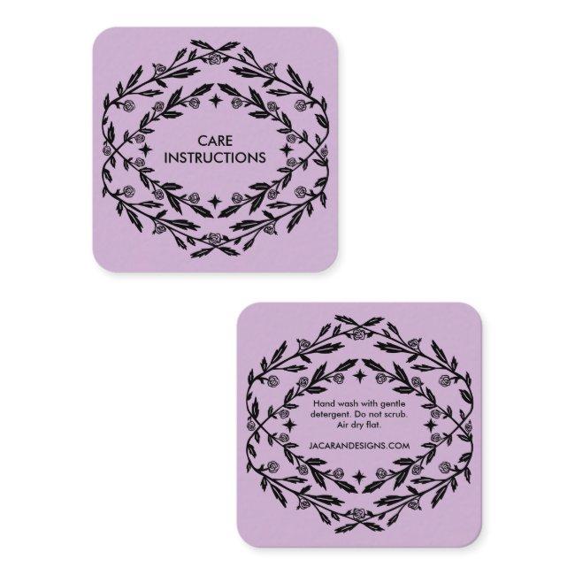 CARE INSTRUCTIONS Chic Elegant Rose Frame Floral Square