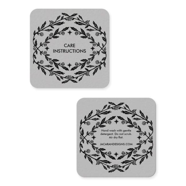 CARE INSTRUCTIONS Chic Elegant Rose Frame Floral Square
