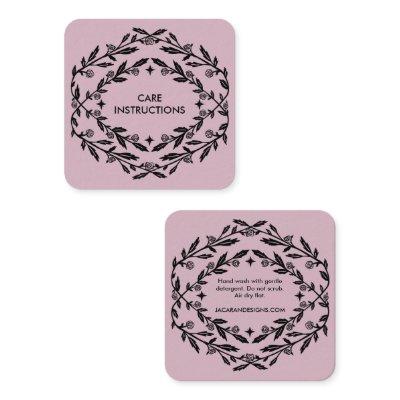 CARE INSTRUCTIONS Chic Elegant Rose Frame Floral Square