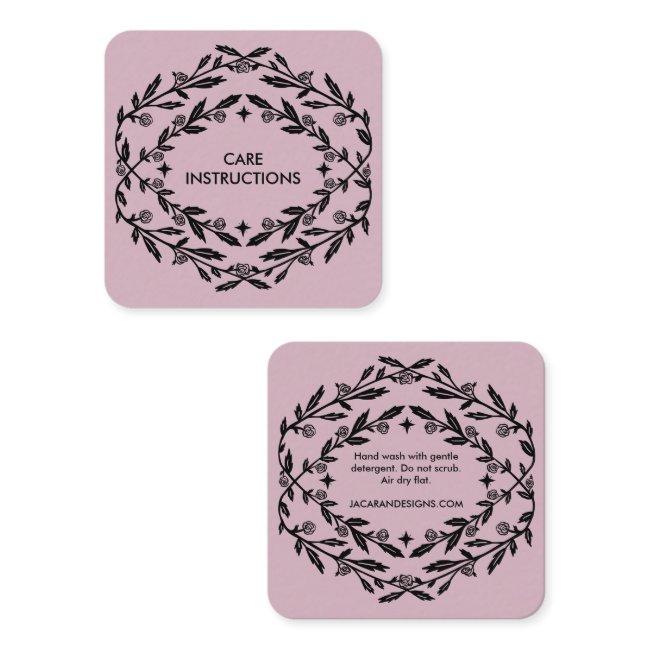 CARE INSTRUCTIONS Chic Elegant Rose Frame Floral Square