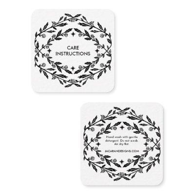 CARE INSTRUCTIONS Chic Elegant Rose Frame Floral Square
