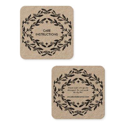 CARE INSTRUCTIONS Chic Elegant Rose Frame Kraft Square