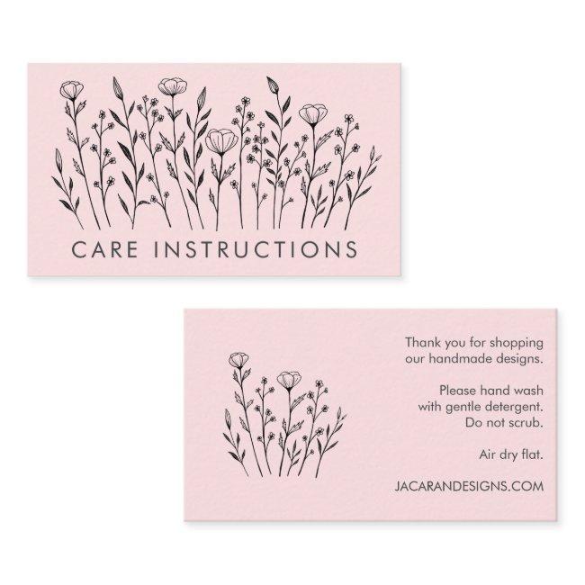 CARE INSTRUCTIONS Chic Elegant Wildflower Blush