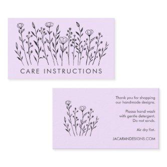 CARE INSTRUCTIONS Chic Elegant Wildflower Lavender