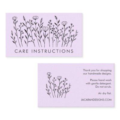 CARE INSTRUCTIONS Chic Elegant Wildflower Lavender