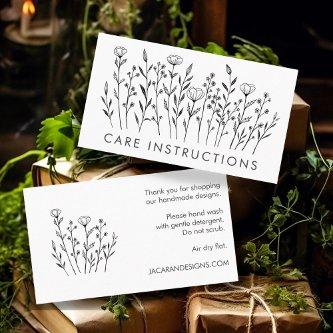 CARE INSTRUCTIONS Chic Elegant Wildflower Line Art