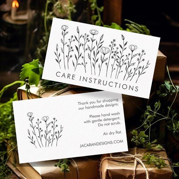 CARE INSTRUCTIONS Chic Elegant Wildflower Line Art