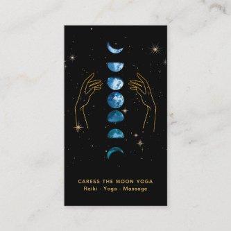 *~* Caress Moon Blue Teal Phases + Hands Star