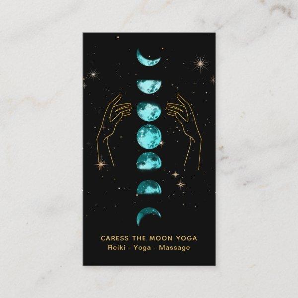 *~* Caress Moon Turquoise Blue Phases + Hands Star