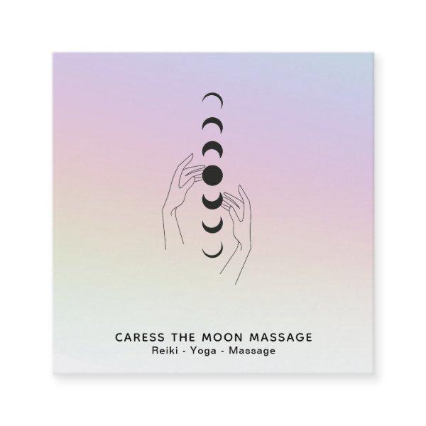 *~* Caress The Moon Phases Celestial Hands Rainbow Square