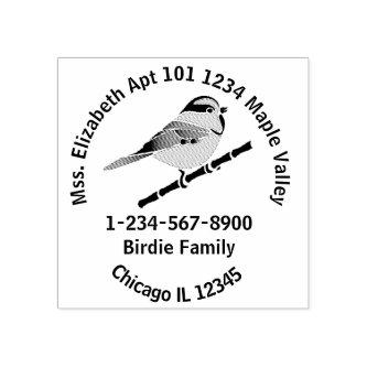 Carolina Chickadee Family Home Contact Information Rubber Stamp