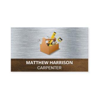 Carpentry Tool Box | Metal and Wood Background