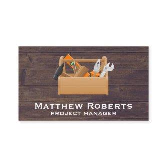 Carpentry Tool Box | Wood Background