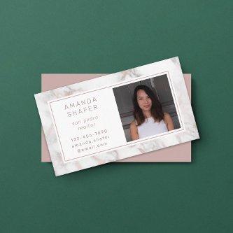 Carrara Marble Faux Rose Gold Photo