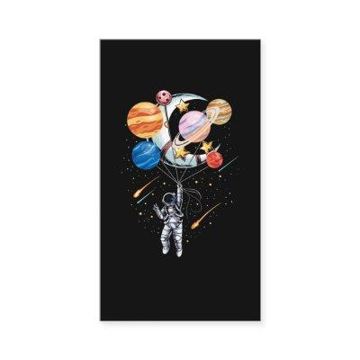 Cartoon Astronaut Space Balloon Planets